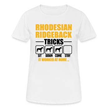 Rhodesian Ridgeback Tricks - Women's Breathable T-Shirt - white - Front - AI Model Female 172 dark (172cm)