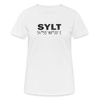 Sylt Coordonnées GPS - T-shirt respirant Femme - blanc - Devant - AI Model Female 172 dark (172cm)