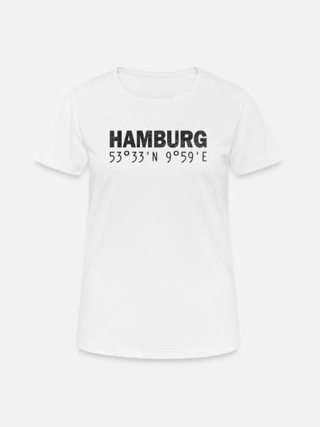 Hamburg Koordinaten GPS - Frauen T-Shirt atmungsaktiv - Weiß