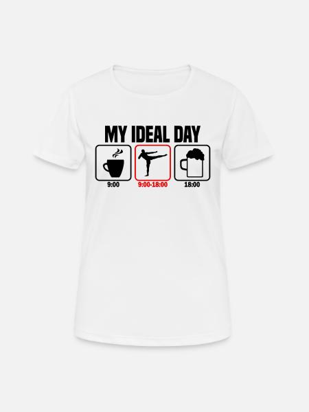 My Perfect Day Kickboxing Martial Arts - Women's Breathable T-Shirt - white