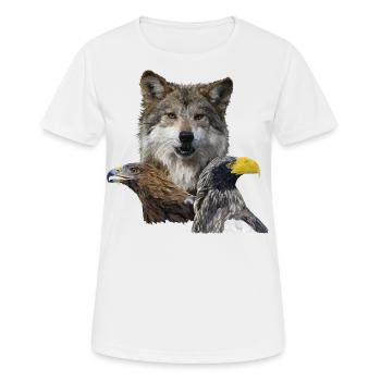 Wolf and Eagles - Women's Breathable T-Shirt - white - Front - AI Model Female 172 dark (172cm)