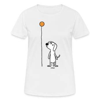 Un chien bonhomme allumette avec ballon - T-shirt respirant Femme - blanc - Devant - AI Model Female 172 dark (172cm)