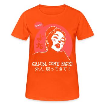 Komm zurück Gaijin! verliebte Japanische Geisha - Frauen T-Shirt atmungsaktiv - Neonorange - Vorne - AI Model Female 172 dark (172cm)