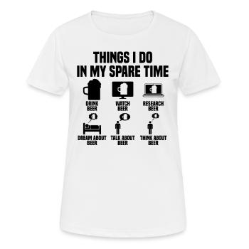 Ce que je fais pendant mon temps libre : Bière - T-shirt respirant Femme - blanc - Devant - AI Model Female 172 dark (172cm)