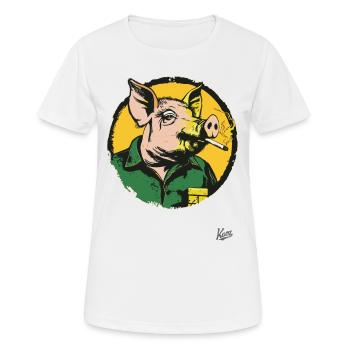 City Country Worker Smoking Pig - Women's Breathable T-Shirt - white - Front - AI Model Female 172 dark (172cm)