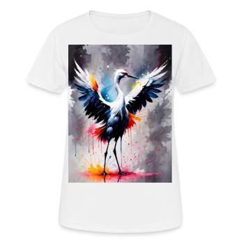 Kranich - Frauen T-Shirt atmungsaktiv - Weiß - Vorne - AI Model Female 172 dark (172cm)