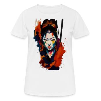 Guerrier samouraï – Splash Art flashy - T-shirt respirant Femme - blanc - Devant - AI Model Female 172 dark (172cm)