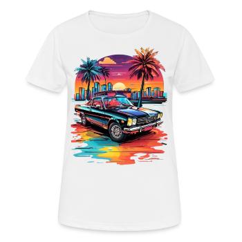 Retro Car Cruiser bei Sonnenuntergang - Frauen T-Shirt atmungsaktiv - Weiß - Vorne - AI Model Female 172 dark (172cm)