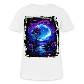 Un clair de lune onirique et une rose magique - T-shirt respirant Femme - blanc - Devant - AI Model Female 172 dark (172cm)
