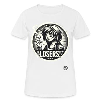 Edgy Alternative Goth Punk Girl : Losers - T-shirt respirant Femme - blanc - Devant - AI Model Female 172 dark (172cm)