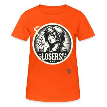 Edgy Alternative Goth Punk Girl : Losers - T-shirt respirant Femme - orange néon - Devant - AI Model Female 172 dark (172cm)