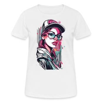 Urban Girl in Pop Art Style - Women's Breathable T-Shirt - white - Front - AI Model Female 172 dark (172cm)