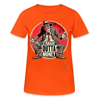 Pleite und kein Geld mehr - Frauen T-Shirt atmungsaktiv - Neonorange - Vorne - AI Model Female 172 dark (172cm)