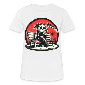Einsamer Sensenmann auf einer Parkbank - Frauen T-Shirt atmungsaktiv - Weiß - Vorne - AI Model Female 172 dark (172cm)