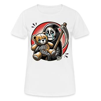 Faucheuse en pleurs câlinant un animal en peluche - T-shirt respirant Femme - blanc - Devant - AI Model Female 172 dark (172cm)