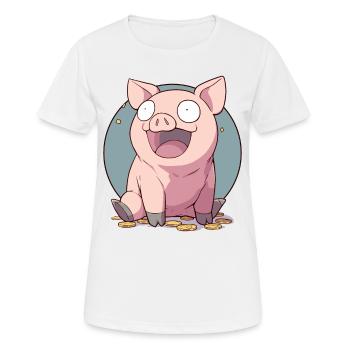 Une truie riche est un cochon heureux - T-shirt respirant Femme - blanc - Devant - AI Model Female 172 dark (172cm)