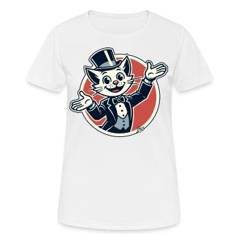 Chat joyeux en smoking et chapeau - T-shirt respirant Femme - blanc - Devant - AI Model Female 172 dark (172cm)