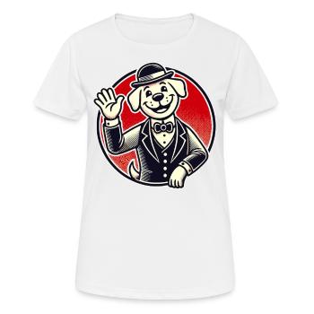 Gentleman retro dog greets friendly - Women's Breathable T-Shirt - white - Front - AI Model Female 172 dark (172cm)