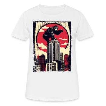 Lustiger Schimpanse klettert auf Wolkenkratzer - Frauen T-Shirt atmungsaktiv - Weiß - Vorne - AI Model Female 172 dark (172cm)