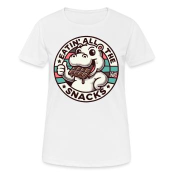 Funny hippo eating chocolate and all snacks - Women's Breathable T-Shirt - white - Front - AI Model Female 172 dark (172cm)