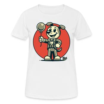 Schick gekleideter Hund mit einem Ballon - Frauen T-Shirt atmungsaktiv - Weiß - Vorne - AI Model Female 172 dark (172cm)