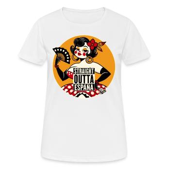 Flamenco Dancer Bombshell Woman: Directly from Spain - Women's Breathable T-Shirt - white - Front - AI Model Female 172 dark (172cm)