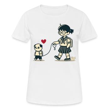 Otaku japonais marchant avec une écolière - T-shirt respirant Femme - blanc - Devant - AI Model Female 172 dark (172cm)