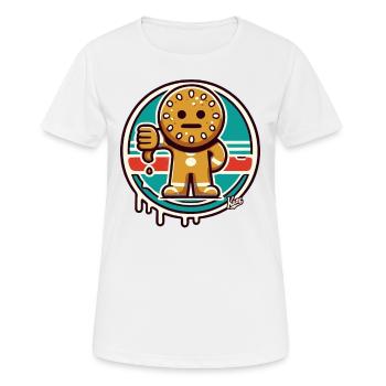 Bonhomme en pain d’épice déçu - pouces vers le bas - T-shirt respirant Femme - blanc - Devant - AI Model Female 172 dark (172cm)