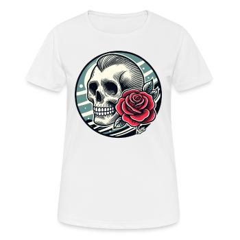 Retro-Schädel und Rose - Frauen T-Shirt atmungsaktiv - Weiß - Vorne - AI Model Female 172 dark (172cm)