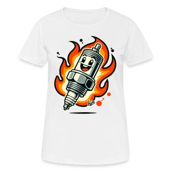Bougie d’allumage joyeuse en feu - T-shirt respirant Femme - blanc - Devant - AI Model Female 172 dark (172cm)