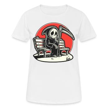 Einsamer trauriger Sensenmann auf Parkbank - Frauen T-Shirt atmungsaktiv - Weiß - Vorne - AI Model Female 172 dark (172cm)