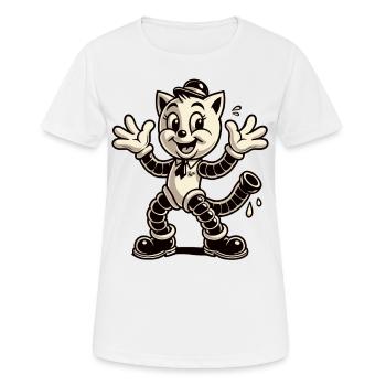 Retro Classic Rubber Pants Cat - Women's Breathable T-Shirt - white - Front - AI Model Female 172 dark (172cm)