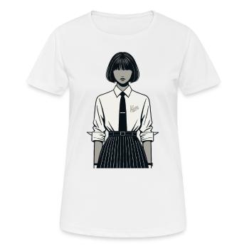 Japonaise en uniforme scolaire - T-shirt respirant Femme - blanc - Devant - AI Model Female 172 dark (172cm)
