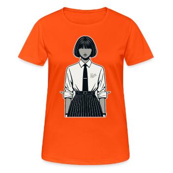 Japonaise en uniforme scolaire - T-shirt respirant Femme - orange néon - Devant - AI Model Female 172 dark (172cm)