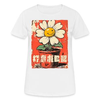 Drôle de fleur dans un pot de fleurs - T-shirt respirant Femme - blanc - Devant - AI Model Female 172 dark (172cm)