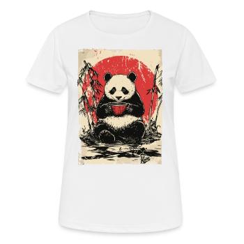 Panda mit Suppe im Bambuswald - Frauen T-Shirt atmungsaktiv - Weiß - Vorne - AI Model Female 172 dark (172cm)
