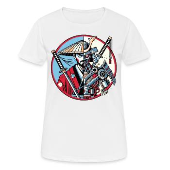 Samurai Ronin or Mecha Shogun - Women's Breathable T-Shirt - white - Front - AI Model Female 172 dark (172cm)