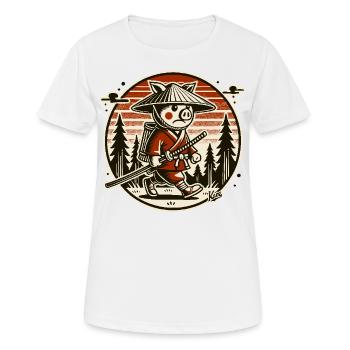 Samurai pig Ronin on the move - Women's Breathable T-Shirt - white - Front - AI Model Female 172 dark (172cm)