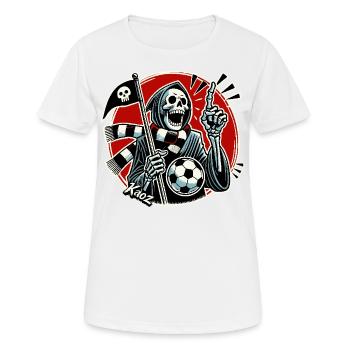Sensenmann ist ein Fußballfan beim Fußball - Frauen T-Shirt atmungsaktiv - Weiß - Vorne - AI Model Female 172 dark (172cm)