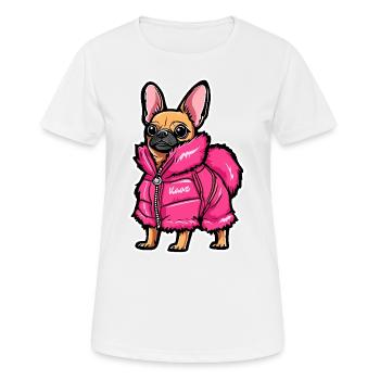 Chihuahua mit modischer pinker Jacke - Frauen T-Shirt atmungsaktiv - Weiß - Vorne - AI Model Female 172 dark (172cm)