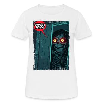 Une maman squelette d’horreur appelle : Le dîner est prêt ! - T-shirt respirant Femme - blanc - Devant - AI Model Female 172 dark (172cm)