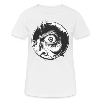 Un œil jette un coup d’œil à travers le trou - T-shirt respirant Femme - blanc - Devant - AI Model Female 172 dark (172cm)