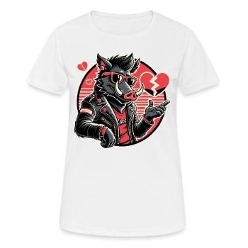 Cool Biker Heartbreaker Pig - Women's Breathable T-Shirt - white - Front - AI Model Female 172 dark (172cm)
