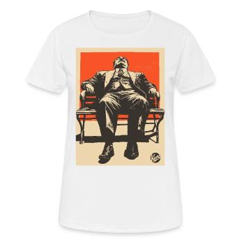 Propaganda Boreout-Mann auf Bank - Frauen T-Shirt atmungsaktiv - Weiß - Vorne - AI Model Female 172 dark (172cm)