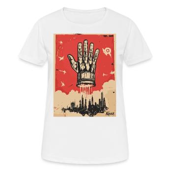 Die Hand im Propaganda Stil - Frauen T-Shirt atmungsaktiv - Weiß - Vorne - AI Model Female 172 dark (172cm)