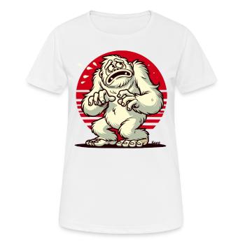 Erschrockener lustiger Yeti Bigfoot verängstigt - Frauen T-Shirt atmungsaktiv - Weiß - Vorne - AI Model Female 172 dark (172cm)