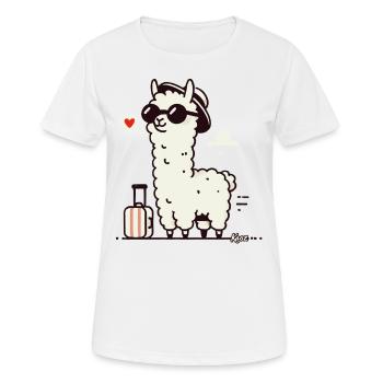 Reise Lama mit Koffer - Frauen T-Shirt atmungsaktiv - Weiß - Vorne - AI Model Female 172 dark (172cm)