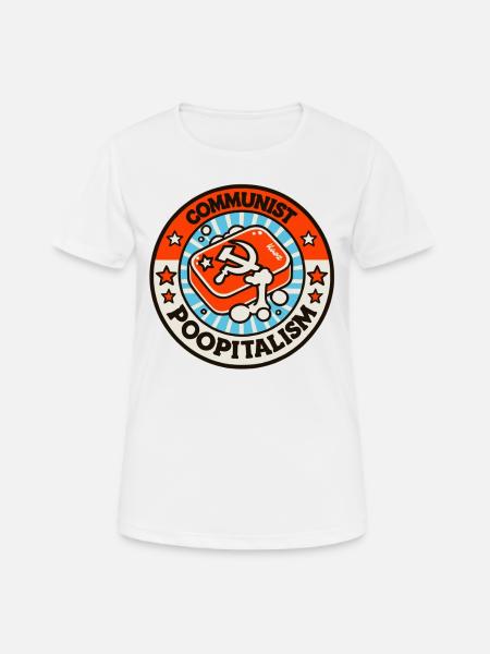 Communist parody soap: Against poopitalism - Women's Breathable T-Shirt - white