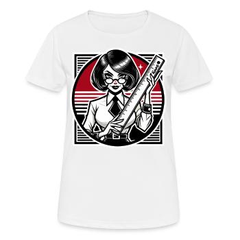 The strict cartoon teacher with ruler - Women's Breathable T-Shirt - white - Front - AI Model Female 172 dark (172cm)