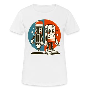 Pencil and Eraser – Best Friends - Women's Breathable T-Shirt - white - Front - AI Model Female 172 dark (172cm)